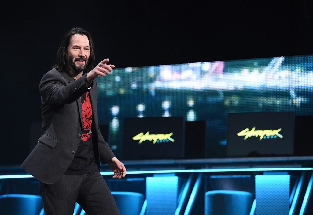 Keanu Reeves, “Cyberpunk 2077” Actor, delights fans by unveiling the game release date at the Xbox 2019 E3 Briefing at the Microsoft Theater at L.A. Live, Sunday, June 9, 2019 in Los Angeles. (Photo by Casey Rodgers/Invision for Xbox/AP Images)